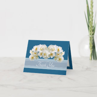 Cartão De Agradecimento Buquê Floral de Narcisos Brancos Elegantes Agradec