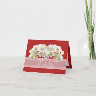 Cartão De Agradecimento Buquê Floral de Narcisos Brancos Elegantes Agradec