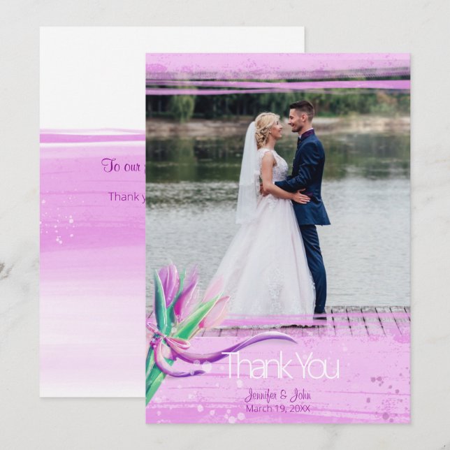 Cartão De Agradecimento Buquê floral elegante de tulipas (Frente/Verso)