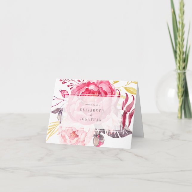 Cartão de agradecimento Buquê Inglês em Aquarela R (Frente)