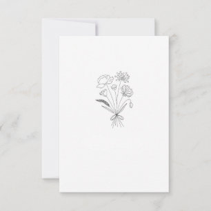 Cartão De Agradecimento Buquê preto e branco, flores, floral