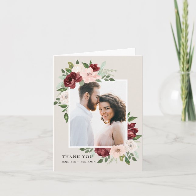 Cartão De Agradecimento Buquê romântico (Frente)