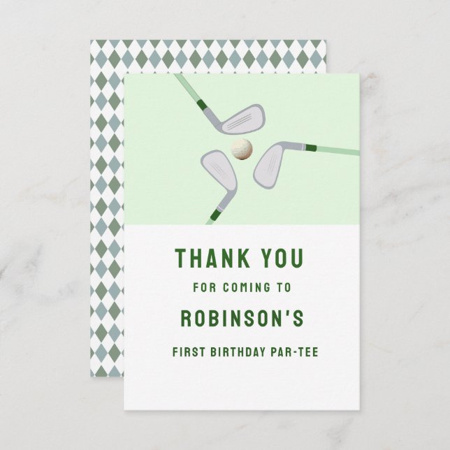 Cartão De Agradecimento Buraco Moderno em um aniversário de golfe (Frente/Verso)