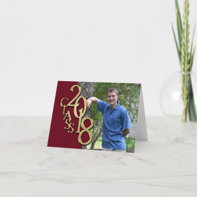 Cartão De Agradecimento Burgundy and Gold  2018 Graduation Thank You Photo (Frente)
