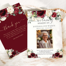 Burgundy Ivory White Foto Floral Memorial Funeral