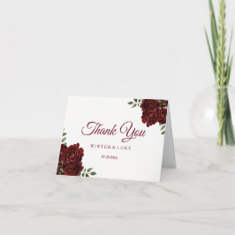 Cartão De Agradecimento Burgundy Red Rose Wedding or Quinceanera Thank You