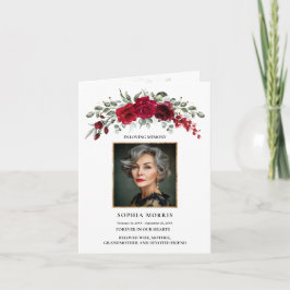Cartão De Agradecimento Burgundy Red Roses Funeral Folded Thank You Card