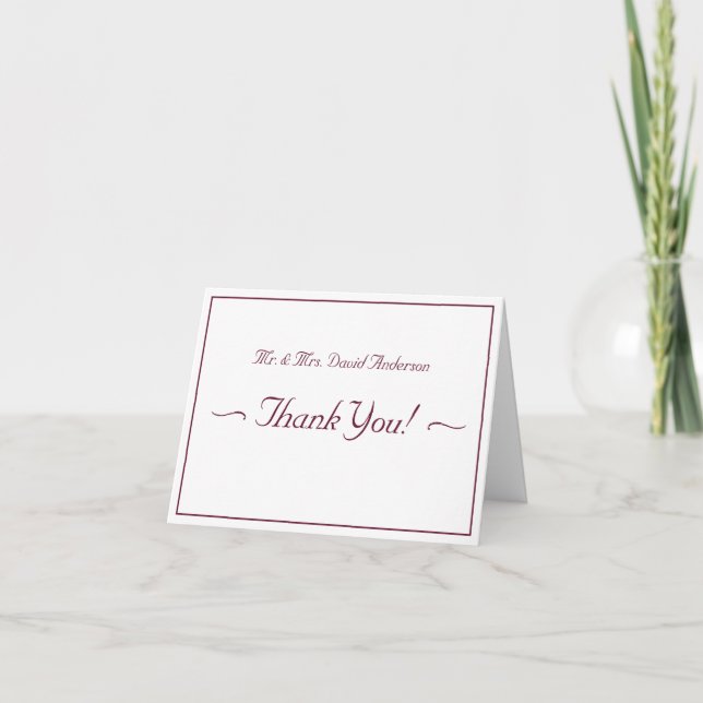 Cartão De Agradecimento Burgundy Two Hearts Catholic Folded Thank You Card (Frente)