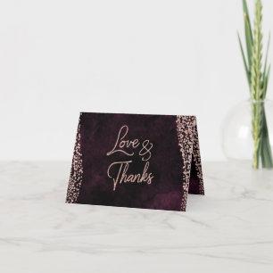 Cartão De Agradecimento Burgundy Vinho & Rosa Dourado Glam Casamento Agrad