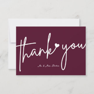Cartão De Agradecimento Burgundy wedding thank you cards