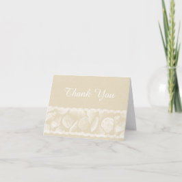 Cartão De Agradecimento Burlap Beach Wedding Thank You with Lace and Shell