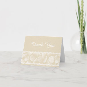 Cartão De Agradecimento Burlap Beach Wedding Thank You with Lace and Shell