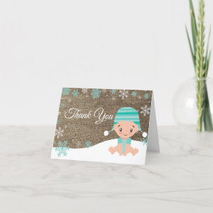 Cartão De Agradecimento Burlap de Teto de Bebê com Floco de Neve de inver