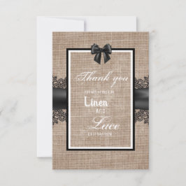 Cartão De Agradecimento Burlap, Linen e o obrigado da cerimônia de casamen