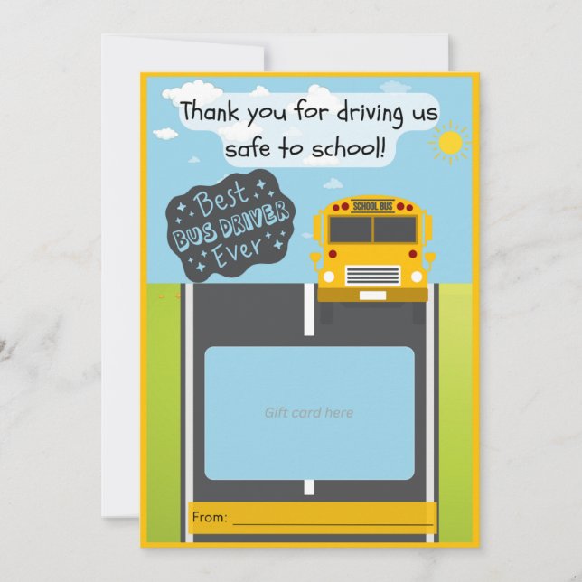 Cartão De Agradecimento Bus driver gift card holder thank you card (Frente)