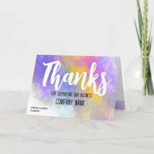 Cartão De Agradecimento Business Obrigado Sua Brilhante Colorida Watercolo