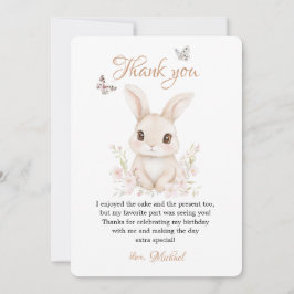 Cartão De Agradecimento Butterfly and Floral Petals Pink or Beige Statione