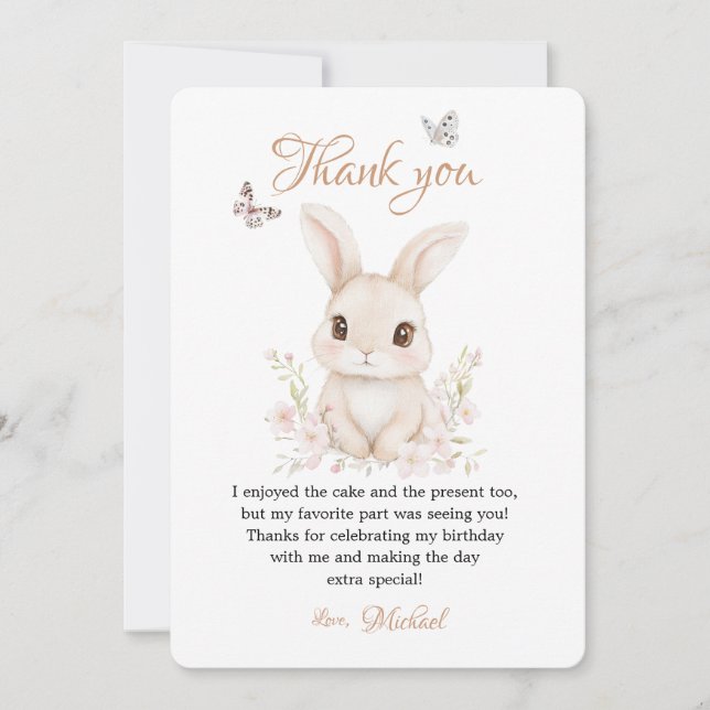 Cartão De Agradecimento Butterfly and Floral Petals Pink or Beige Statione (Frente)