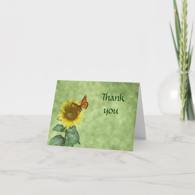 Cartão De Agradecimento Butterfly and Sunflower Thank You Card (Frente)