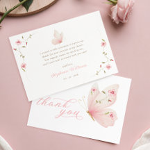 Butterfly Floral Baby Shower Thank You Card