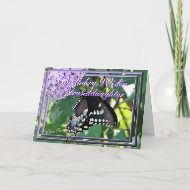 Cartão De Agradecimento Butterfly Granddaugher card-customize (Frente)