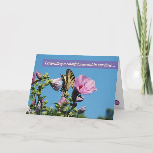 Cartão De Agradecimento Butterfly in Flowers Thank you Card (Frente)