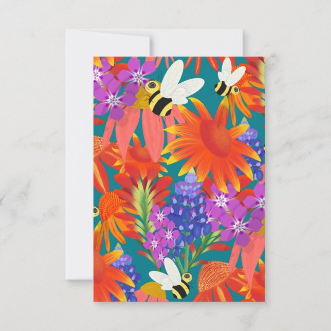 Cartão De Agradecimento Buzz Entre Blooms-Teal Grove_Obrigado (Frente)