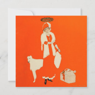 Cartão De Agradecimento C Coles Phillips “Santa do Presente” Garota Desapa