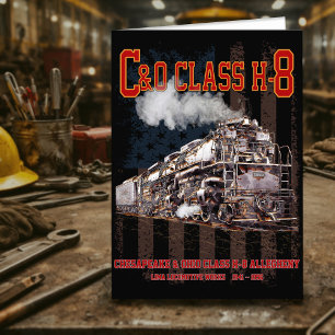 Cartão De Agradecimento C&O Classe H-8 Locomotiva Allegheny - bandeira ame