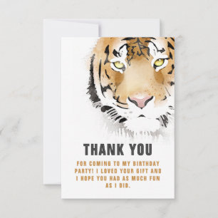 Cartão De Agradecimento Cabeça de Tigre Aquarela Aniversário