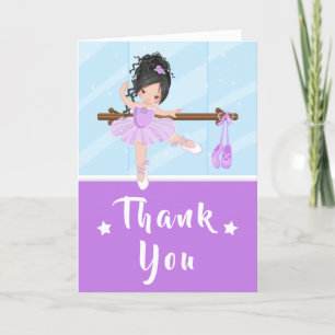 Cartão De Agradecimento Cabelo Negro Ballerina Roxo Aniversário Obrigado C