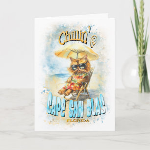 Cartão De Agradecimento Cabo San Blas Florida Beach Lounging Cat