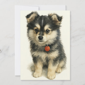 Cartão De Agradecimento Cachorrinho Pomchi Adorável em Aquarela