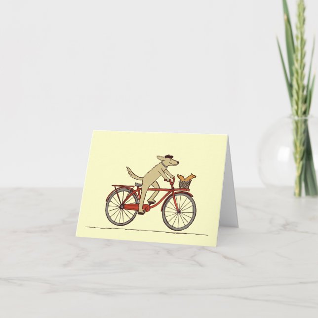 Cartão De Agradecimento Cachorro Ciclando com Amigo de Esquilo - Arte Anim (Frente)