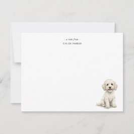 Cartão De Agradecimento Cachorro Cockapoo Branco em Aquarela Plano Fofo
