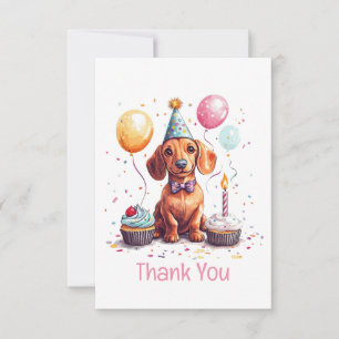 Cartão De Agradecimento Cachorro Dachshund de Aniversário Obrigado
