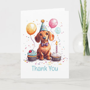 Cartão De Agradecimento Cachorro Dachshund de Aniversário Obrigado