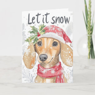 Cartão De Agradecimento Cachorro Dachsund Através do Papel de Natal
