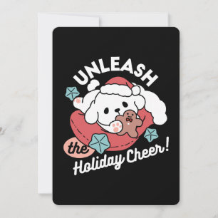 Cartão De Agradecimento Cachorro de Natal em Santa Hat - Feriado Cheque pa
