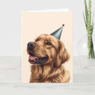 Cartão De Agradecimento Cachorro de Ouro de Aniversário