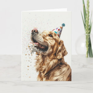 Cartão De Agradecimento Cachorro de Ouro de Aniversário