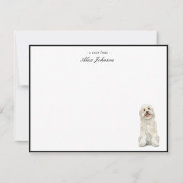 Cartão De Agradecimento Cachorro Doodle Dourado Branco Aquarela Plano
