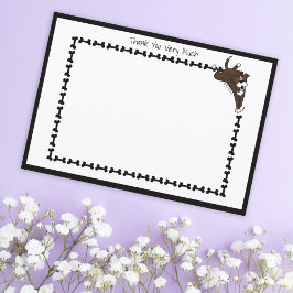 Cartão De Agradecimento Cachorro Esffy Moderno, Cachorro Negro Branco Bone