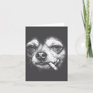 Cartão De Agradecimento Cachorro Fumando Cigarro Funny Chihuahua Meme Retr