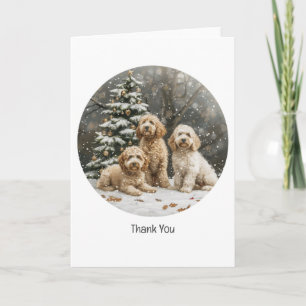 Cartão De Agradecimento Cachorro Goldendoodle de Natal Obrigado