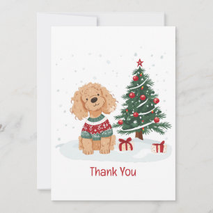 Cartão De Agradecimento Cachorro Goldendoodle de Natal Obrigado