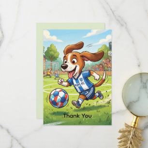 Cartão De Agradecimento Cachorro Jogando Futebol Personalizar