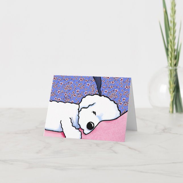 Cartão De Agradecimento Cachorro KiniArt Cão Centeado Bichon Notecard (Frente)