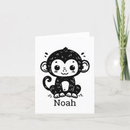 Cartão De Agradecimento Cachorro-Macaco-Bebê - Arte de Enfermeiro Kawaii