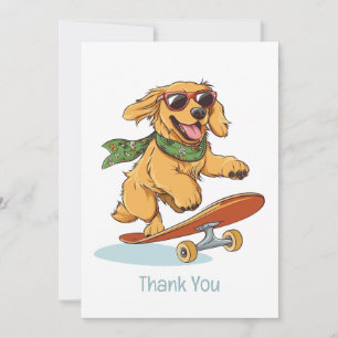 Cartão De Agradecimento Cachorro Retriever Dourado Skate Agradecido